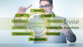  Presentation with investment - PPT theme enhanced with concept-of-various-financial-investment background and a mint green colored foreground