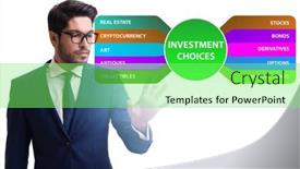  Presentation with investment - Presentation theme with concept-of-various-financial-investment background and a seafoam green colored foreground
