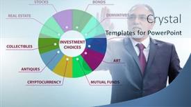  Presentation with investment - Slide deck enhanced with concept-of-various-financial-investment background and a sky blue colored foreground