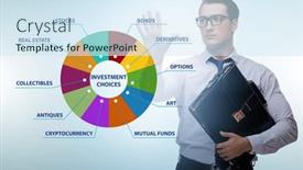  Presentation with investment - Presentation featuring concept-of-various-financial-investment background and a sky blue colored foreground