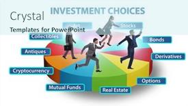  Presentation with investment - Slide set consisting of concept-of-various-financial-investment background and a cool aqua colored foreground