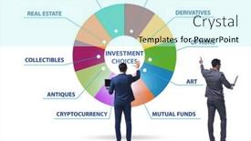  Presentation with investment - PPT theme with concept-of-various-financial-investment background and a cool aqua colored foreground