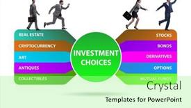  Presentation with investment - Presentation theme featuring concept-of-various-financial-investment background and a seafoam green colored foreground