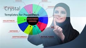  Presentation with investment - PPT theme featuring concept-of-various-financial-investment background and a light blue colored foreground