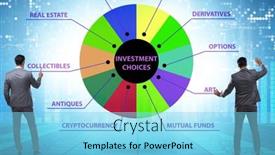  Presentation with investment - PPT theme having concept-of-various-financial-investment background and a light blue colored foreground