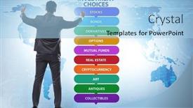  Presentation with investment - Presentation theme with concept-of-various-financial-investment background and a light blue colored foreground