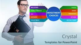  Presentation with investment - Theme featuring concept-of-various-financial-investment background and a light blue colored foreground
