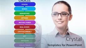  Presentation with investment - Presentation theme consisting of concept-of-various-financial-investment background and a light blue colored foreground