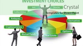  Presentation with investment - Presentation theme having concept-of-various-financial-investment background and a mint green colored foreground