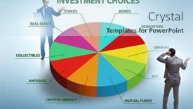  Presentation with investment - Presentation theme enhanced with concept-of-various-financial-investment background and a sky blue colored foreground