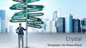  Presentation with investment - Theme featuring concept-of-various-financial-investment background and a light blue colored foreground