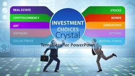  Presentation with investment - Presentation theme consisting of concept-of-various-financial-investment background and a light blue colored foreground