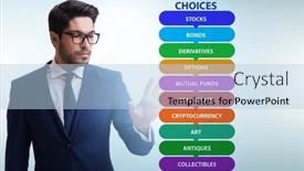  Presentation with investment - PPT theme having concept-of-various-financial-investment background and a light blue colored foreground