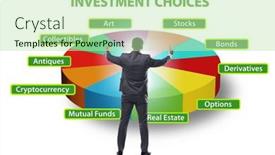 Presentation with investment - Presentation theme with concept-of-various-financial-investment background and a mint green colored foreground
