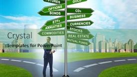  Presentation with investment - Slide set enhanced with concept-of-various-financial-investment background and a seafoam green colored foreground