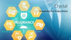  Presentation with insurance - PPT theme with concept-of-various-types background and a light blue colored foreground