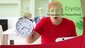  Presentation with deliver - PPT layouts with concept of very slow pizza deliver service background and a mint green colored foreground