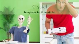  Presentation with deliver - PPT theme having concept-of-very-slow-pizza background and a mint green colored foreground