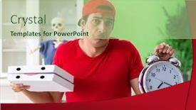  Presentation with deliver - Amazing theme having concept-of-very-slow-pizza backdrop and a mint green colored foreground