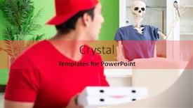  Presentation with deliver - PPT layouts consisting of concept-of-very-slow-pizza background and a red colored foreground