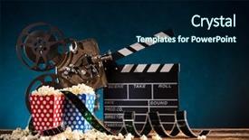  Presentation with film reel - Cool new PPT layouts with concept of vintage film reel backdrop and a navy blue colored foreground