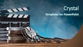  Presentation with film reel - Beautiful PPT layouts featuring concept of vintage film reel backdrop and a ocean colored foreground