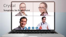  Presentation with collaboration - Audience pleasing PPT theme consisting of concept-of-virtual-collaboration-through backdrop and a coral colored foreground