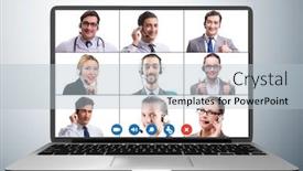  Presentation with collaboration - Slide deck featuring concept-of-virtual-collaboration-through background and a light blue colored foreground