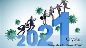  Presentation with covid coronavirus - Presentation theme enhanced with concept-of-year-2021 background and a light blue colored foreground