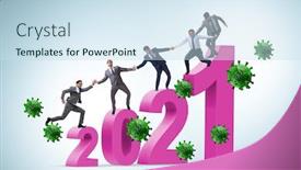  Presentation with covid - Slide deck with concept-of-year-2021 background and a sky blue colored foreground