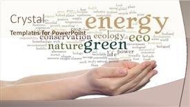  Presentation with energy conservation - Presentation theme having concept or conceptual abstract green ecology conservation word cloud text in man hand on white background for environment recycle earth clean alternative protection energy eco friendly or bio background and a cream colored foreground