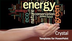  Presentation with energy conservation - Colorful slide deck enhanced with concept or conceptual abstract green ecology conservation word cloud text in man hand on black background for environment recycle earth clean alternative protection energy eco friendly or bio backdrop and a tawny brown colored foreground
