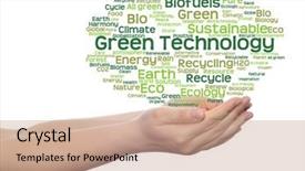  Presentation with eco friendly energy - PPT theme having conceptual abstract green eco background and a coral colored foreground