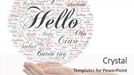  Presentation with multilingual - Cool new presentation with concept or conceptual abstract hello or greeting international word cloud on hands in different languages or multilingual metaphor to world foreign worldwide travel translate vacation or tourism backdrop and a white colored foreground