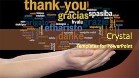  Presentation with friendship day - PPT theme consisting of concept or conceptual abstract thank you word cloud held in hands different language multilingual as education or thanksgiving day metaphor to appreciation multicultural friendship tourism travel background and a tawny brown colored foreground