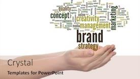  Presentation with business value - Audience pleasing presentation theme consisting of concept or conceptual abstract word cloud or wordcloud in man or woman hand on white background metaphor to business trend media focus market value product advertising customer or corporate backdrop and a coral colored foreground