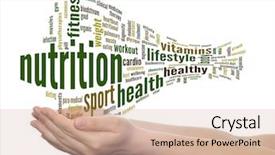  Presentation with health wellness - Presentation theme consisting of concept or conceptual abstract word cloud man hand on white background metaphor to health nutrition diet wellness body energy medical fitness medical gym medicine sport heart or science background and a soft green colored foreground