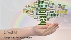  Presentation with health wellness - Audience pleasing PPT theme consisting of concept or conceptual abstract word cloud man hand rainbow sky background metaphor to health nutrition diet wellness body energy medical fitness medical gym medicine sport heart science backdrop and a coral colored foreground