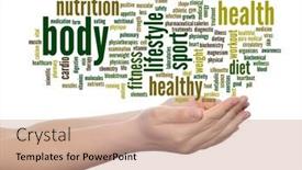  Presentation with health wellness - Presentation theme with concept or conceptual abstract word cloud man hand on white background metaphor to health nutrition diet wellness body energy medical fitness medical gym medicine sport heart or science background and a coral colored foreground