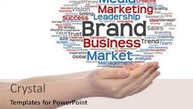  Presentation with business value - Cool new slide deck with concept or conceptual abstract word cloud or wordcloud in man or woman hand on white background metaphor to business trend media focus market value product advertising customer or corporate backdrop and a coral colored foreground