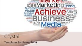  Presentation with corporate advertising - Audience pleasing slide set consisting of concept or conceptual abstract word cloud or wordcloud in man or woman hand on white background metaphor to business trend media focus market value product advertising customer or corporate backdrop and a coral colored foreground