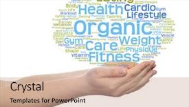  Presentation with abstract health - Slide deck having conceptual abstract word cloud background and a cool aqua colored foreground