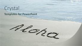  Presentation with aloha - PPT theme enhanced with concept-or-conceptual-aloha-text background and a sky blue colored foreground