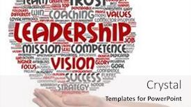  Presentation with strategy management - Presentation with concept or conceptual business leadership management value word cloud in hand isolated on background metaphor to strategy success achievement responsibility authority intelligence or competence background and a light gray colored foreground