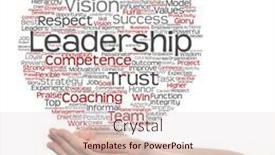  Presentation with strategy management - Presentation theme having concept or conceptual business leadership management value word cloud in hand isolated on background metaphor to strategy success achievement responsibility authority intelligence or competence background and a lemonade colored foreground