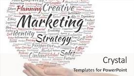  Presentation with marketing strategy - PPT layouts with concept or conceptual business marketing target word cloud in hand isolated on background metaphor to advertising strategy promotion branding value performance planning challenge development background and a white colored foreground