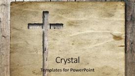  Presentation with aged paper - PPT theme featuring concept or conceptual christian cross background and a coral colored foreground