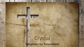  Presentation with aged wood - Amazing presentation design having concept or conceptual christian cross cut in an old grungy or vintage paper over a wood texture background for religion retro aged grunge faith holiday god religious jesus or belief designs backdrop and a coral colored foreground