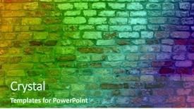  Presentation with old brick wall texture - PPT theme enhanced with concept or conceptual colorful painted background and a forest green colored foreground
