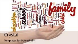  Presentation with teach - Audience pleasing PPT theme consisting of concept or conceptual education abstract word cloud human man hand on white background metaphor to child family school life learn knowledge home study teach achievement childhood or teen backdrop and a coral colored foreground